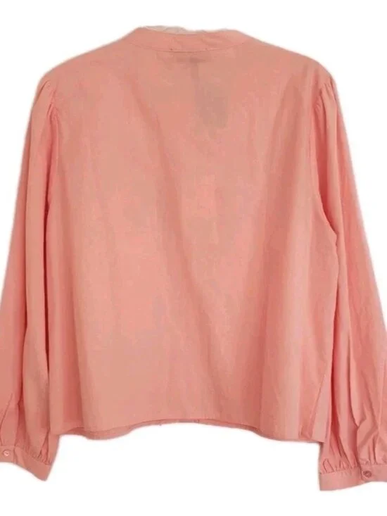 NWT HESTER & ORCHARD EMBROIDERED FLORAL BUTTON DOWN TOP BLOUSE MANDARIN LARGE - Picture 4 of 11